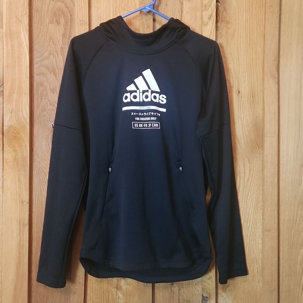 Adidas For Creators Only Athleisure Sporty Hoodie, Small, Black with White Logo
